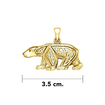 Celtic Spirit of The Arctic Polar Bear 14K Solid Gold Pendant GPD6017 - Jewelry
